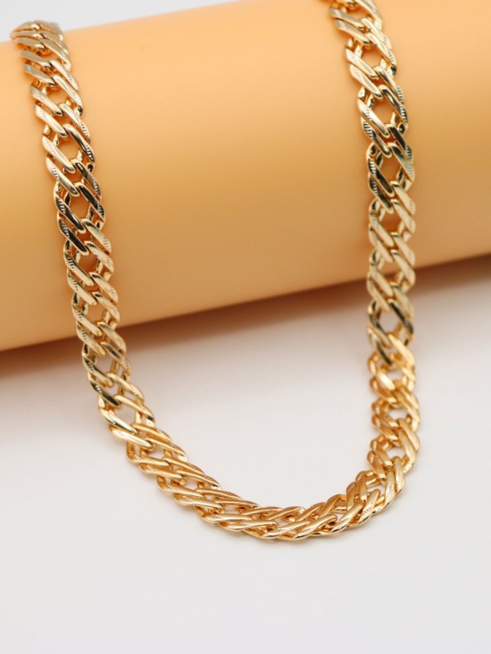 Textured Rose Gold Cuban Chain Necklace  Bold Shine, XPNL0127 - Picture 5 of 9